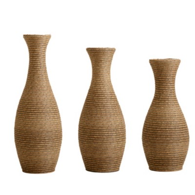 Infurnic Decorative Vases Set of 3 Designer Vases Artificial Rattan Vases for Living Room, Entryway, or Hallway, Beige, 22.44"*9.84"*29.72"