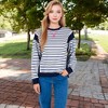 Anna-Kaci Women's Striped Crew Neck Sweatshirt with Contrast Sleeves - 2 of 4
