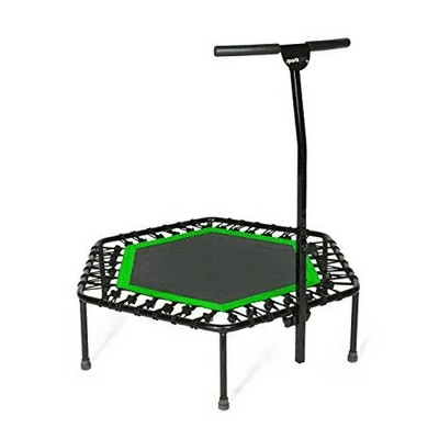 SportPlus Unisex Quiet Miniature Indoor Rebounder Home Fitness Trampoline with Height Adjustable Bar, Green