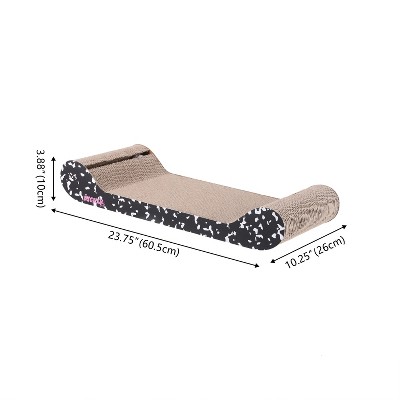 Rini 23.75" Black and White Cardboard Cat Lounge Bed with Bell Toys and Catnip
