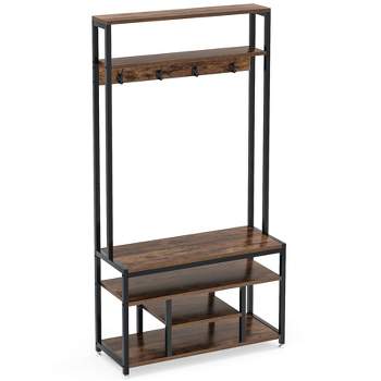 Tribesigns Entryway Bench With Coat Rack, 4 In 1 Clothes Organizer Racks