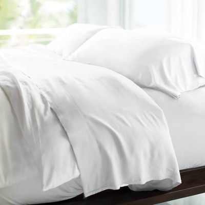 Queen 400 Thread Count 100% Rayon from Bamboo Resort Sheet Set White - Cariloha