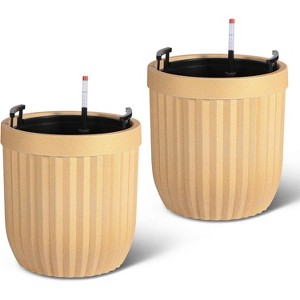 Self Watering Pots, Outdoor Marble Finish Tall Planters with Water Level Monitor, Large Plant Pots for Indoor Plants, Home, Office, Patio - 1 of 4