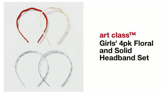 Girls&#39; 4pk Floral and Solid Headband Set - art class&#8482;, 2 of 5, play video
