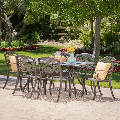 Austin 7pc Cast Aluminum Dining Set - Shiny Copper - Christopher Knight Home