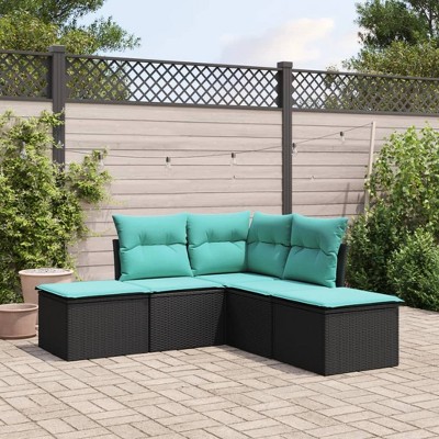 Garden Sofa Set Black PE rattan 5 Piece Set vidaXL