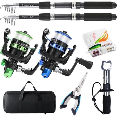 Probe Hues 2PCS Telescopic Fishing Rod and Reel Combo with Accessories