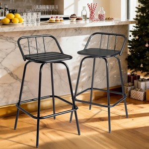 VINGLI Outdoor Swivel Bar Stools, 30 Inch Bar Height Patio Chair with Backrest & Footrest, All-Weather Stool for Garden, Balcony, Kitchen Island - 1 of 4