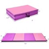 Gymax Gymnastics Mat 2 Inch Thick PU Leather Exercise Mat Fasteners Portable Handles Portable Tumbling Mats Blue/Purple+Pink/Multi-color - 4 of 4