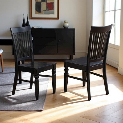 Weston High-Back Black Wooden Slat Armchair