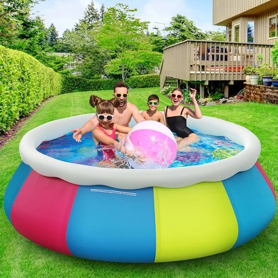 SKONYON 10' x 30" Inflatable Round Swimming Pool Easy Set with Pool Cover Above Ground Pool for Backyard Family Fun