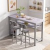 Hooseng 3-Piece Dining Room Table Set with 2 Upholstered Bar Stools, Modern Farmhouse Style Bar Table Set for 2 with Multiple Tier Storage Shelves - 2 of 4