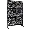 Okak Outdoor Privacy Screen with Fern Leaf Pattern, Freestanding Balcony Privacy Screen, Patio Privacy Screen for Garden, Lawn, Black - 2 of 4