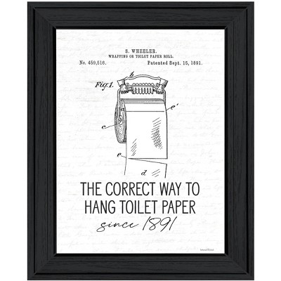 HomeRoots Correct Way to Hang Toilet Paper Black Framed Print Bathroom Wall Art