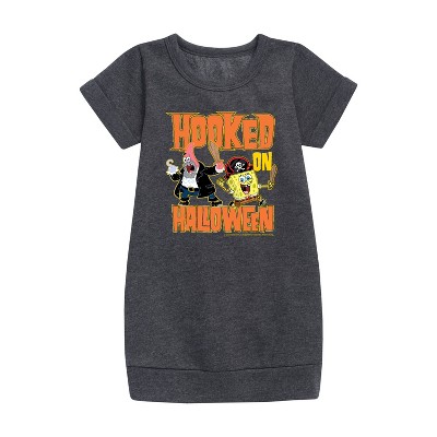 - SpongeBob SquarePants - Hooked On Halloween Graphic Short Sleeve Fleece Dress
