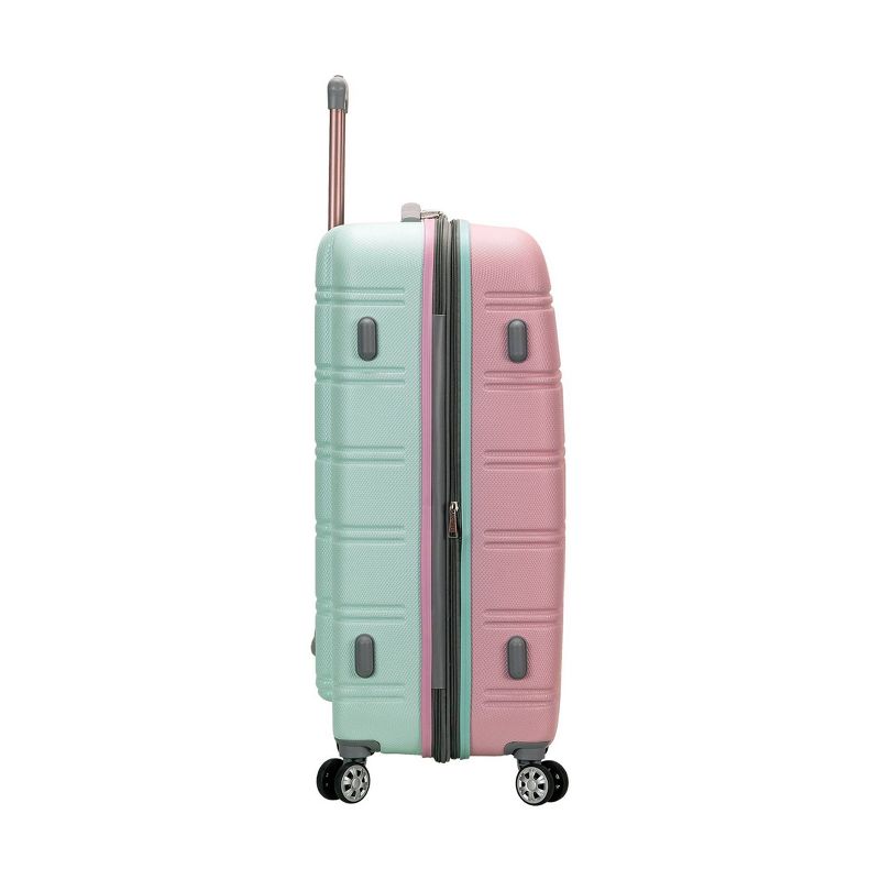 Rockland Melbourne 3pc Expandable ABS Hardside Checked Spinner Luggage Set - Pink/Mint, 5 of 7