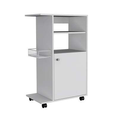 LOVMOR Single Door Cabinet Kitchen Cart with Four Casters