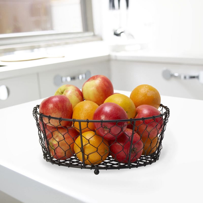Gourmet Basics by Mikasa Farmer's Market Centerpiece Fruit Storage Basket, 10-Inch, Black, 5 of 7