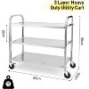 3-Tier Stainless Steel Utility Trolley With 360°Locking Wheels, Commercial And Industrial Mobile Service Trolley, Kitchen/Laboratory/Medical/Catering - 4 of 4