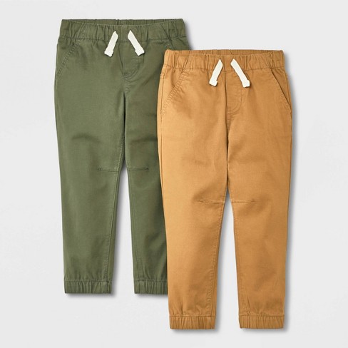 Toddler Boys' 2pk Woven Pull-on Jogger Pants - Cat & Jack™ Brown/olive  Green 4t : Target