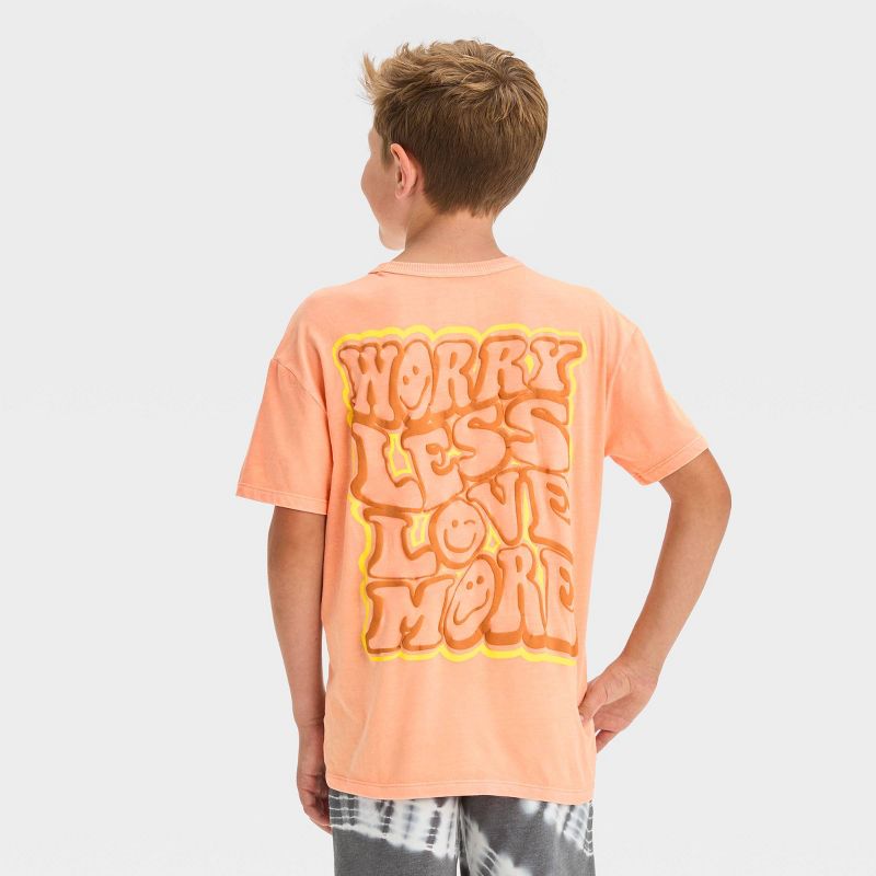 Boys' Short Sleeve 'Worry Less Love More' Graphic T-Shirt - Cat & Jack™ Orange, 4 of 5