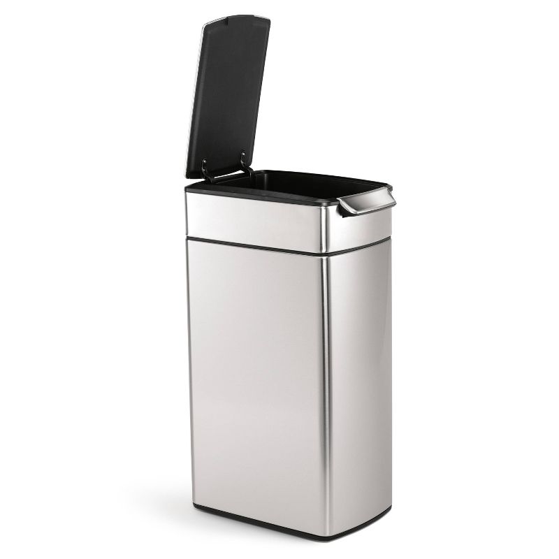 simplehuman 40L Slim Touch Bar Trash Can Brushed Stainless Steel, 2 of 8