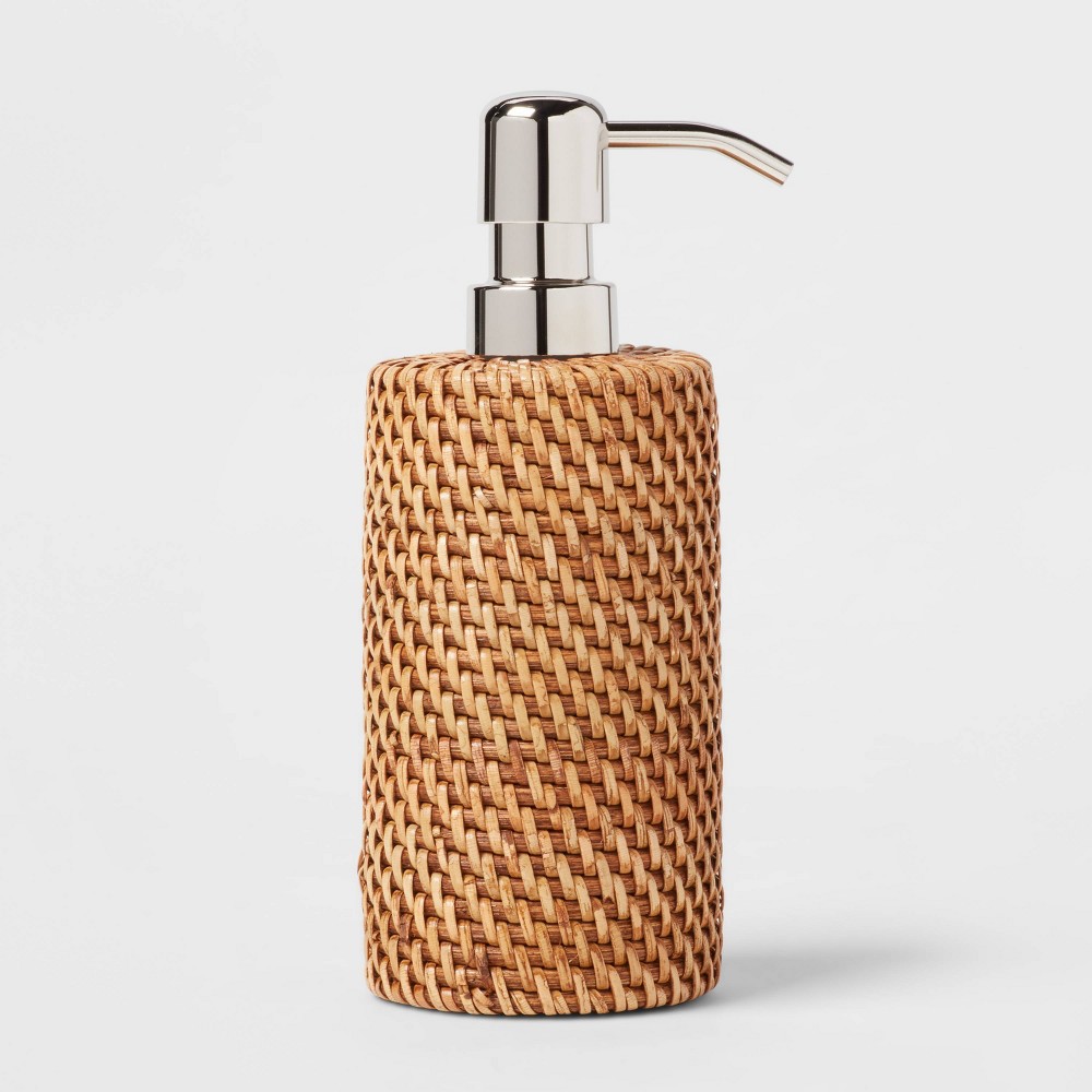 Photos - Soap Holder / Dispenser Rattan Soap Pump Light Brown - Threshold™
