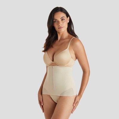 Allegra K Women's 3 Hooks Tummy Control Sport Body Shaper Waist Cincher  Corset Beige X-Small