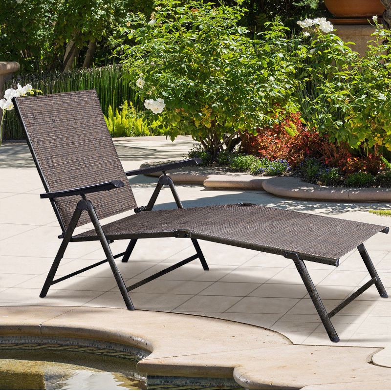 Costway Pool Chaise Lounge Chair Recliner Outdoor Patio Furniture Adjustable, 3 of 8