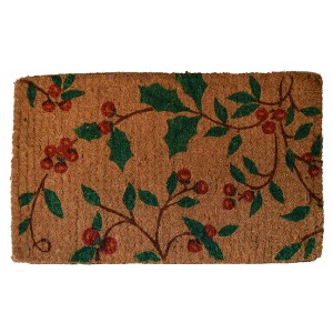 HomeRoots 18" X 30" Brown and Green Coir Holiday Outdoor Christmas Door Mat - 1 of 4