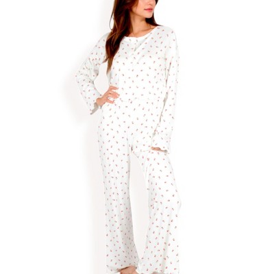 Anna-Kaci Lounge Women's Floral Print 2-Piece Pajama Set with Long Sleeve Top and Elastic Waist Relaxed Fit Pants