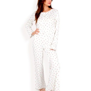 Anna-Kaci Lounge Women's Floral Print 2-Piece Pajama Set with Long Sleeve Top and Elastic Waist Relaxed Fit Pants - 1 of 4