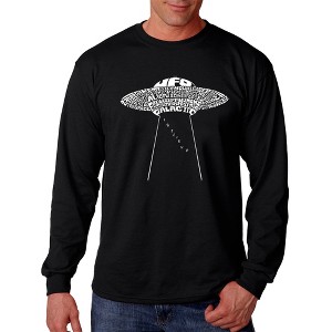LA Pop Art Men's Word Art Long Sleeve T-shirt - Flying Saucer UFO - 1 of 4