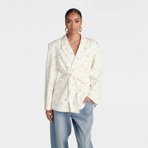 Женские пиджаки KBB by Kahlana Women's 'The Erin Blazer' - White/Blue Floral L