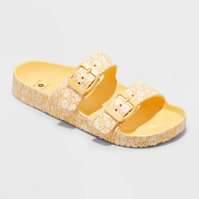 yellow slide sandals