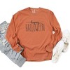 Simply Sage Market Women's Embroidered Happy Halloween Long Sleeve Garment Dyed Tee - 2 of 3