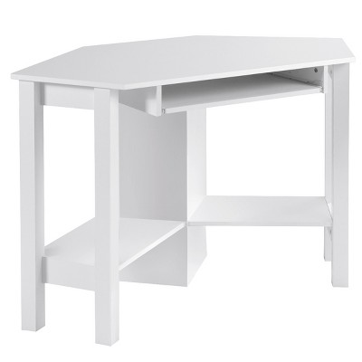 Tangkula Wooden Corner Computer Desk with Drawer Office Study Table Black/Walnut/White