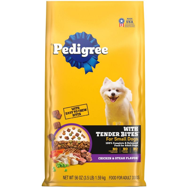 Pedigree with Tender Bites Chicken & Steak Flavor Small Dog Adult Complete & Balanced Dry Dog Food, 1 of 10