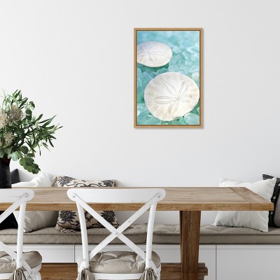 Nautical Summer Seashell and Sea Glass Framed Canvas Print