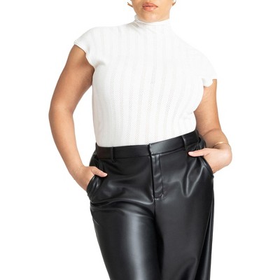 ELOQUII Women's Plus Size Sheer Stripe Sweater
