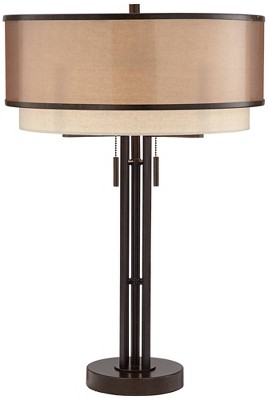 Andes 27.5" Bronze Double Shade Industrial Table Lamps Set of 2