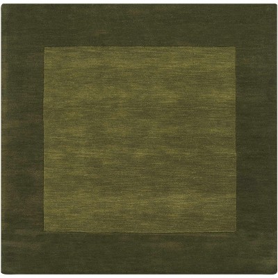 Hauteloom Bordered Solid Olive Green Wool Rug