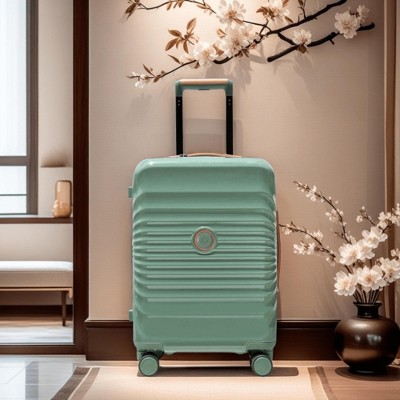 ORRD 28" Lightweight Suitcase w/TSA Lock & USB Port - Spinner Wheels, Green Artificial Leather, Wheel Lock