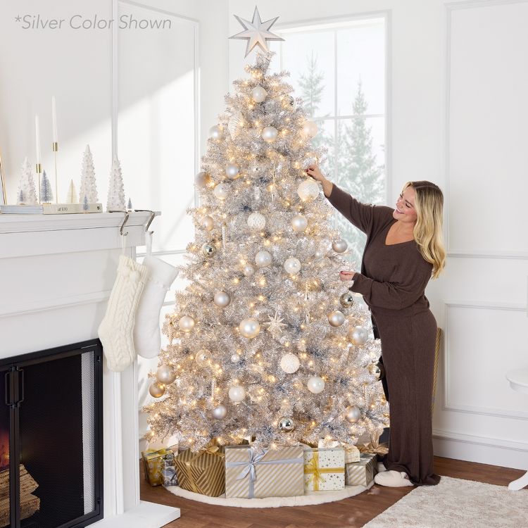 Best Choice Products Artificial Tinsel Christmas Tree Festive Holiday Decoration w/ Stand - Pink, 3 of 7
