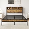 GDFStudio Yannis Modern Metal and Wooden Platform Bed Frame with Storage Headboard and Charging Station - 4 of 4