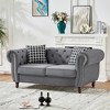 67" Chesterfield Velvet Upholstery Sofa with Roll Armrest & Nailhead, 2-Seater Mid Century Modern Couch for Living Room, Office, Apartment - 2 of 4