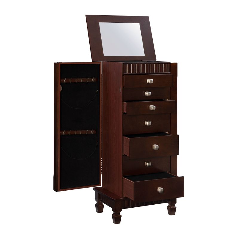 Tierra Traditional Wood 7 Lined Drawer Jewelry Armoire Merlot Brown - Powell, 4 of 16