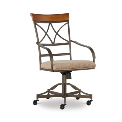 Set of 2 Carter Diamond Shape Cap Back Swivel Dining Chair Metal/Tan/Cherry - Powell
