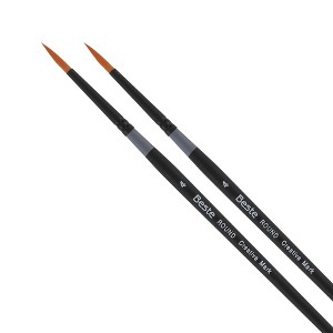Creative Mark Beste Golden Taklon Round #4 - 2 Pack Artist Brush, Professional Watercolor Brushes, For Acrylic Painting, Short Handle, Sharp Edges, - 1 of 4