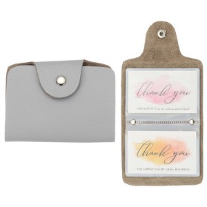 Unique Bargains Leather Slim ID Card Business Card Holder Wallets with 24 Slots 4" x 3" 2 Pcs - 1 of 4